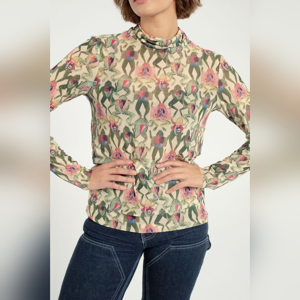 Rachel Antonoff frog dissection mesh shirt